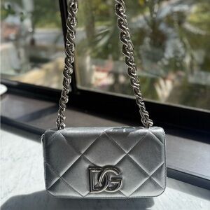 Dolce & Gabbana Metallic Silver Crossbody Bag (Auth card + tags)